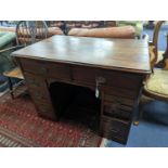 A late Victorian mahogany kneehole desk, length 107cm, height 80cm