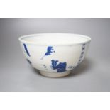 A Chinese blue and white bowl, diameter 16.5cm