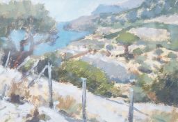 Clive McCartney, oil on board, Walk from Deia to Valldemussa, Mallorca, 20 cm X 28.5 cm