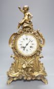 A 19th century French ormolu mantel clock, 41cm