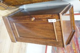 A late Victorian Heal & Son mahogany bedside cabinet, width 38cm depth 35cm height 79cm