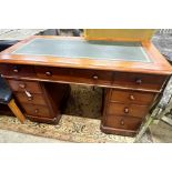 A Victorian mahogany pedestal desk, width 122cm depth 60cm height 80cm