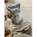 A reconstituted stone garden classical bust, height 90cm