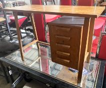 A Gordon Russell style teak desk, width 99cm, depth 44cm height 69cm