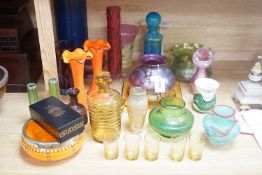 A group of coloured and lustre glass including Mdina, Rosenthal for Versace, Royal Brierley, Maltese