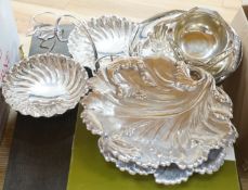 A group of plated wares including a Christofle wine basket