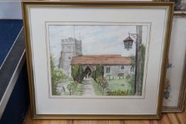 John Hearn, two watercolours, Cookham Church and St Leonards Chesham Bois, largest 28 cm X 36.5 cm