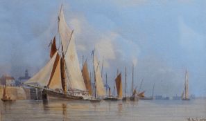 E.A.Earp. Boulogne Harbour, watercolour, signed, 14.5cms by 24cms