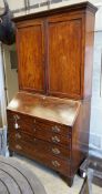 A George III inlaid mahogany bureau bookcase, width 120cm, depth 56cm, height 224cm