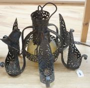 An early 20th century iron chandelier