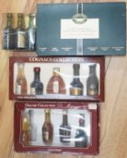 Four boxed miniature sets, single malt, cognac and madeira