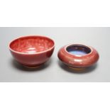 A Chinese sang de boeuf bowl and brushwasher, 11.5cm