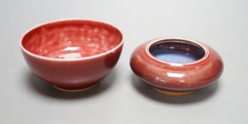 A Chinese sang de boeuf bowl and brushwasher, 11.5cm