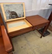 A mid century design teak dressing table, width 100cm depth 45cm height 72cm