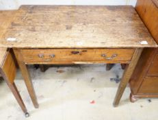 A George III provincial oak and pine side table, width 92cm, depth 53cm, height 76cm