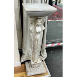 A pair of carved white marble pedestals, one in need of restoration, height 101cm