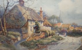H. Hughes Richardson, watercolour, South Harting, Sussex, 20 x 32cm