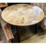 A 19th century fruitwood circular table, diameter 99cm height 77cm