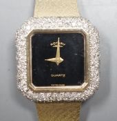 A lady's 9ct gold and diamond set quartz wrist watch