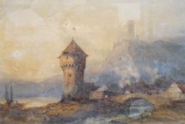 Thomas Miles Richardson, Snr (1784-1848), Katz Castle on the Rhine, watercolour, signed23.5 x 34.