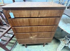 A mid century teak chest of drawers, width 76cm depth 45cm height 104cm