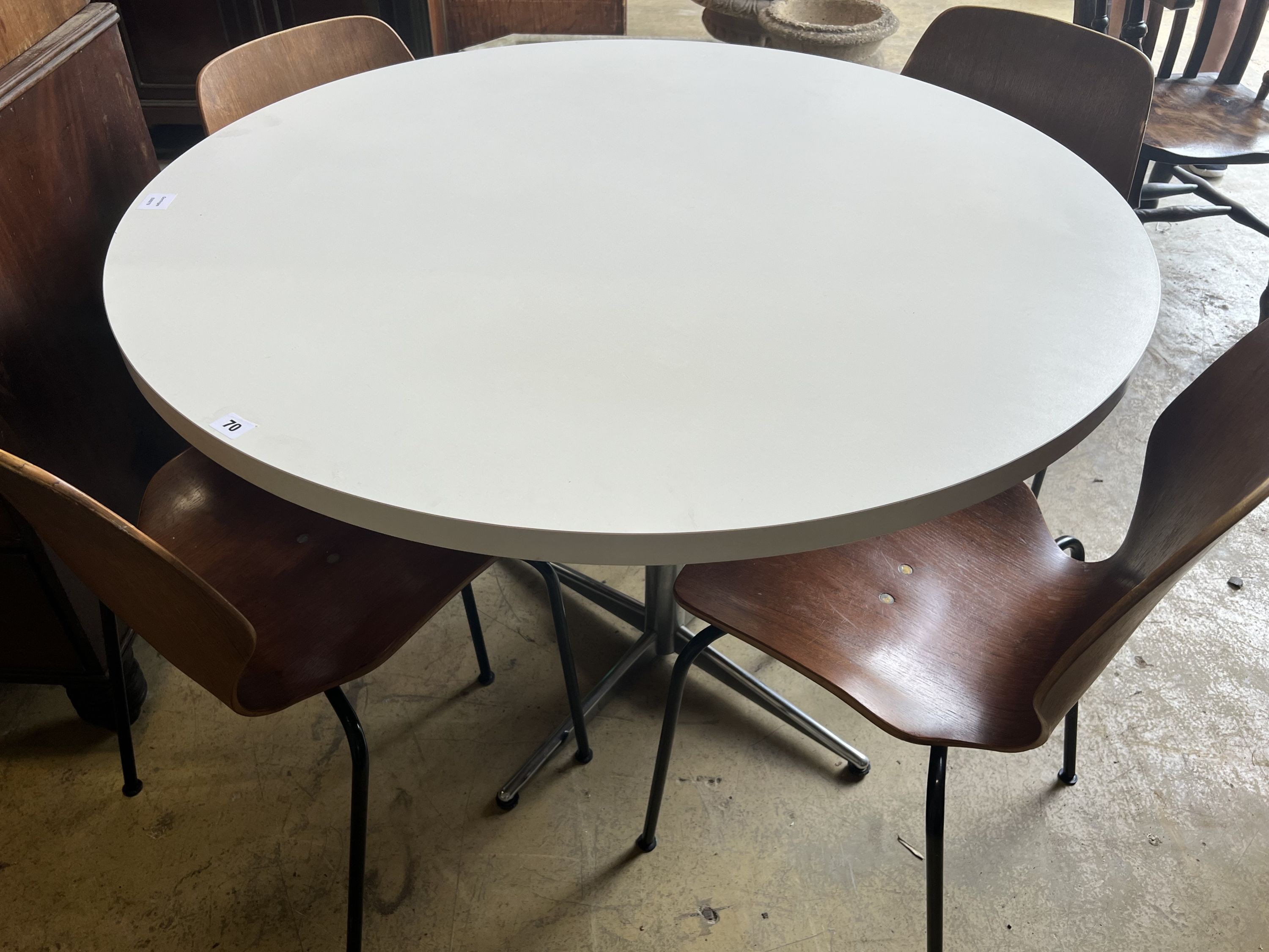 A set of four Westnofa chairs and a circular table, diameter 110cm height 77cm - Image 2 of 4