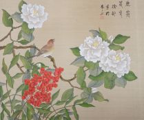 Chinese School, late 20th century, four paintings on silk “Or butterflies amid blossoming