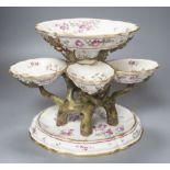 A 19th century Stebner faience four branch epergne,21 cms high.