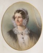 ° ° R. Faulkner, a pastel portrait of Georgiana, Viscountess Cross, (née Lyon), 1828 – 1907,