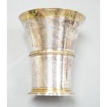 A German 800 standard parcel gilt white metal beaker, by Tezler, 10cm, 207 grams.