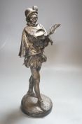 Emmanuel Fremiet (1824-1910), a silvered bronze figure of a swordsman - 33cm tall