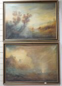 Andre de Moller, a pair of oil paintings, signed, 65x90cm