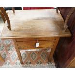 A 19th century provincial oak two drawer side table, width 67cm, depth 50cm, height 72cm