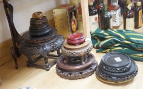 Assorted Chinese 19th century and later vase stands-tallest 19 cms high.