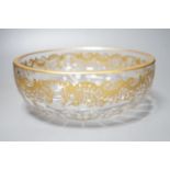 A 19th century Bohemian gilt decorated cut glass fruit bowl - 22cm diameter