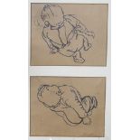 Peter Howson (b.1958), two pen and ink drawings, Studies of an infant, each 26 x 21cm, framed as