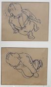 Peter Howson (b.1958), two pen and ink drawings, Studies of an infant, each 26 x 21cm, framed as