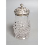 A late George III silver mounted cut glass caster, Edward Farrell, London, 1818, height 16.2cm (