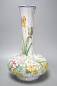 A Large Italian maiolica bottleneck floral vase, signed Pivato, Nove, 45.5cm tall