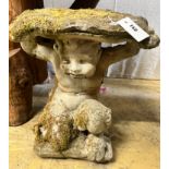 A reconstituted stone Faun garden seat, width 48cm height 46cm