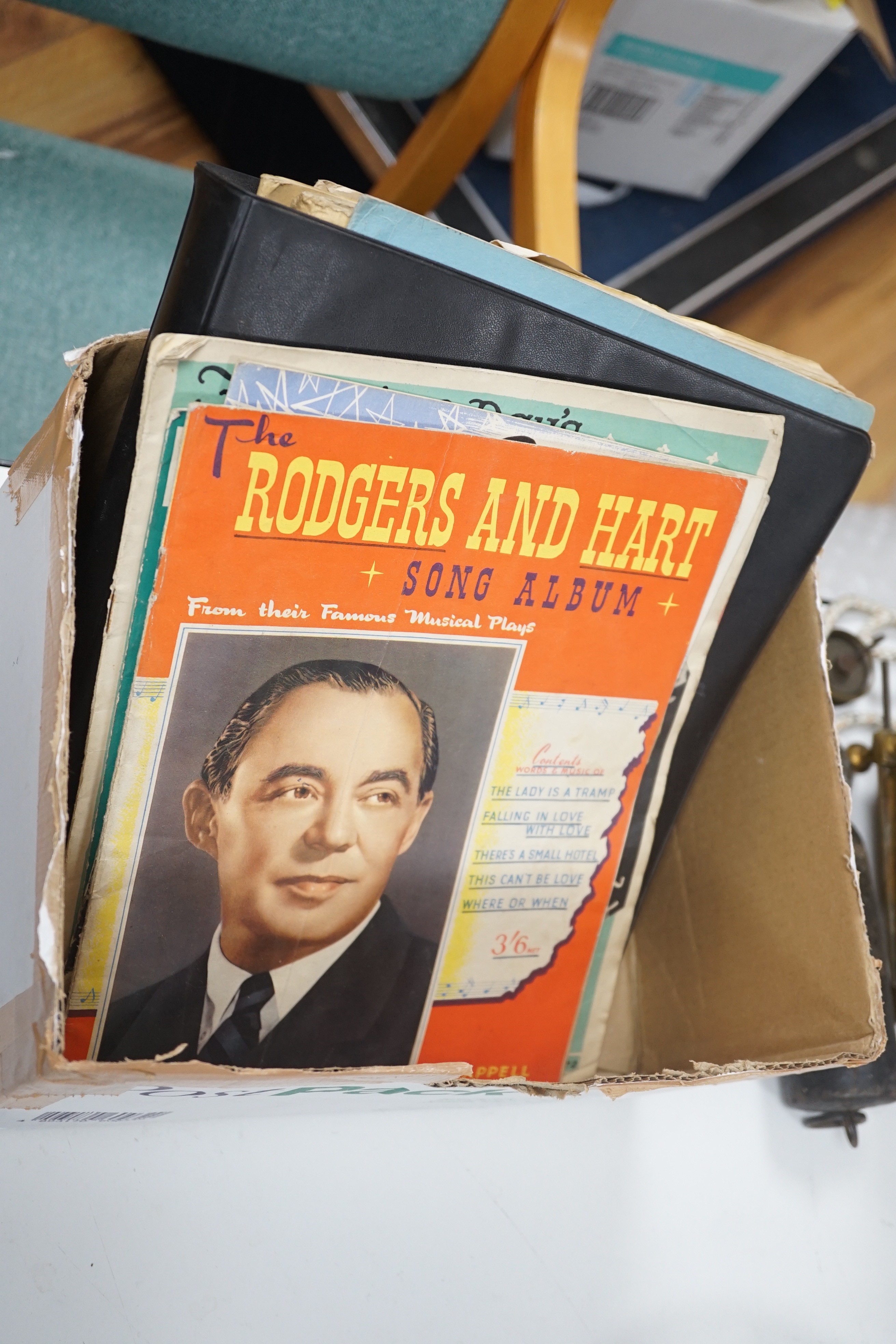 A 1950's Hofner style cut away sunburst guitar, with original case and sheet music - Image 2 of 2