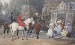 Two equestrian coloured prints - ‘’The Toast’’ and ‘’The Kings Derby (1909), The latter 49.5 cm x 76