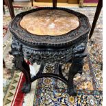 A Chinese circular marble topped jardiniere stand, diameter 42cm height 45cm