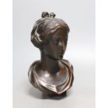 A 19th century walnut bust of a Greek goddess - 20cm high