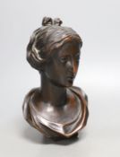 A 19th century walnut bust of a Greek goddess - 20cm high