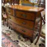 A Regency banded mahogany bow fronted chest of drawers, width 104cm, depth 53cm, height 85cm