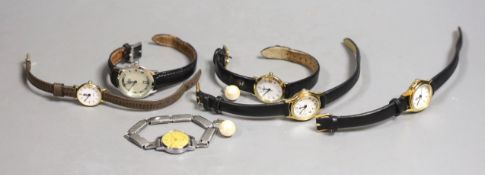 Six various lady's wrist watches, with quartz and other movements, including Sekonda and Rotary