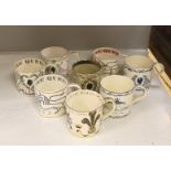A collection of eight Wedgwood Richard Guyatt Royal commemorative mugs