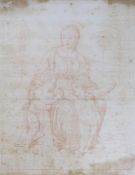 After Raphael, sanguine sketch on laid paper, virgin and child with infant St. John, 41.5 x 32cm