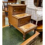 A Victorian mahogany step commode, width 49cm, depth 69cm, height 69cm